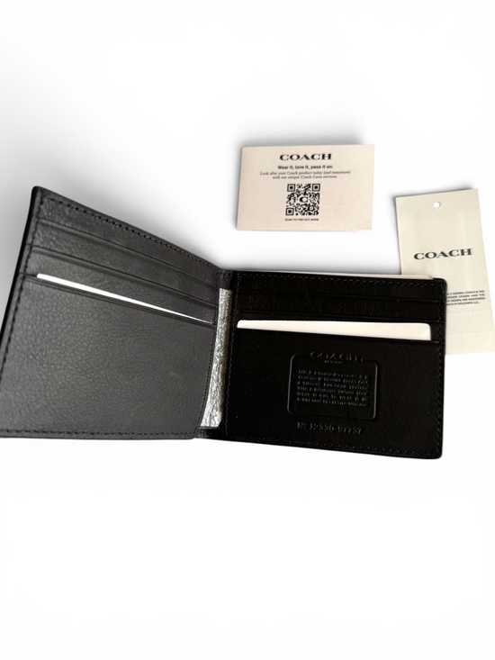 Coach Other - COACH Black Sport Calf Leather Bifold Wallet 6 Card Billfold NWT